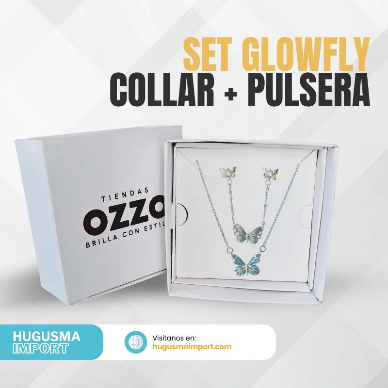Collar + Pulsera Mariposa Brillante de Lujo - Set GlowFly