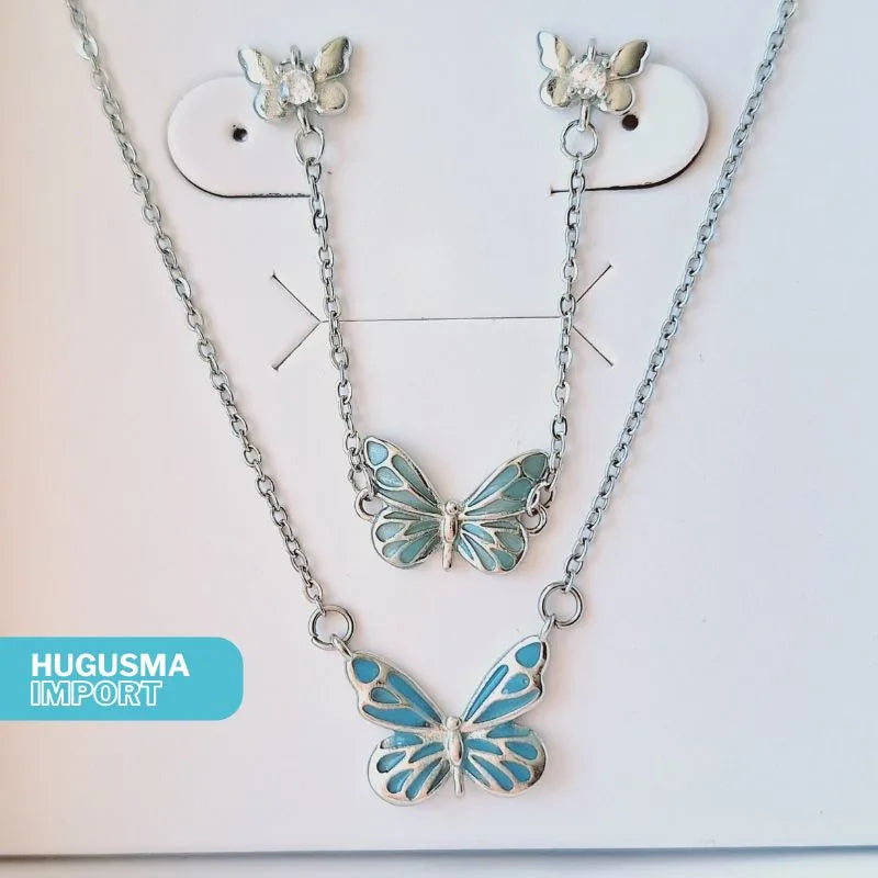 Collar + Pulsera Mariposa Brillante de Lujo - Set GlowFly