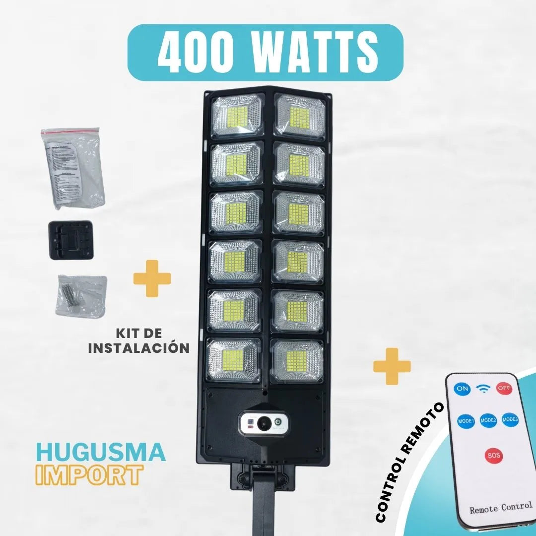 Farola Solar de 400 Watts + Sensor de Movimiento