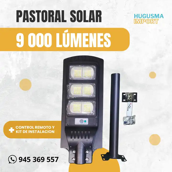 Pastoral Solar con Sensor de Movimiento de 9 000 Lúmenes Marca Hugusma