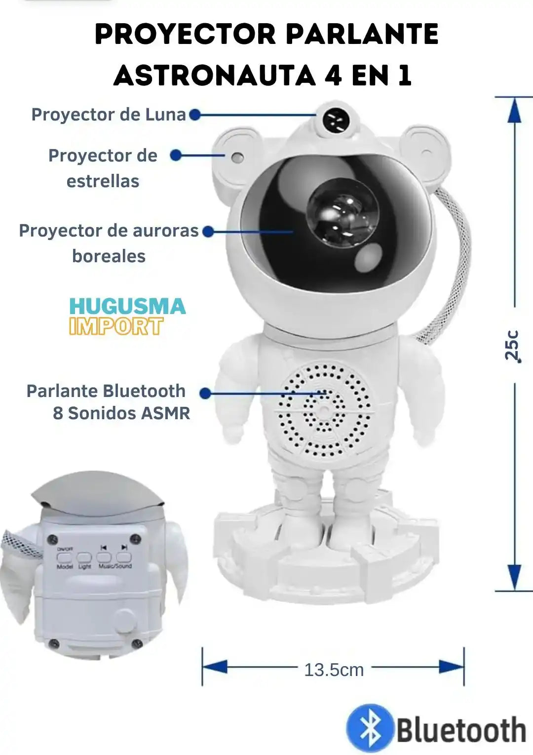Proyector Parlante 4 en 1 - Luna Estrellas y Galaxias