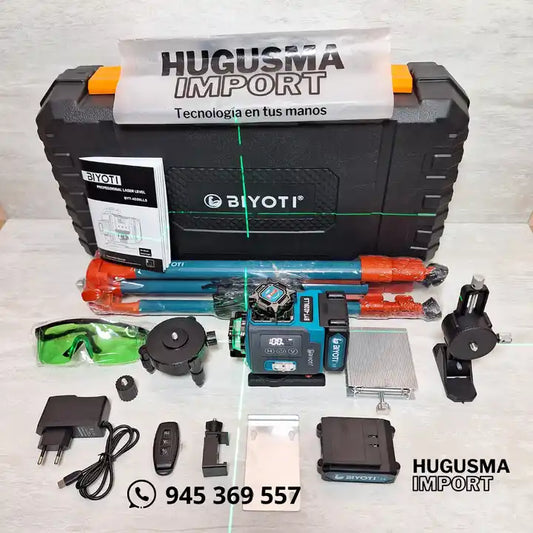 Nivel Laser de 16 Líneas con Pantalla Digital + Trípode de 1.30 de la Marca Biyoti