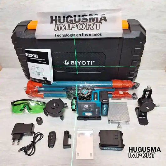 Nivel Laser 16 Líneas 360° Marca BIYOTI + Trípode de 1.30 de Regalo