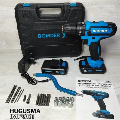Taladro Bomder 3 en 1 Atornillador, Perforador y Percutor + 29 Accesorios