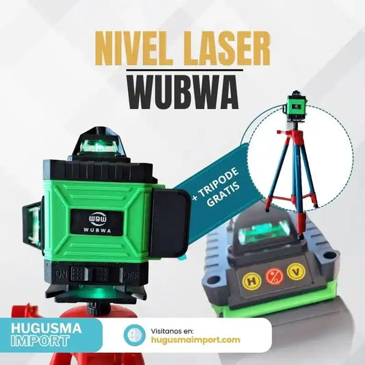 Nivel Laser 16 Líneas 360° Marca WUBWA+ Trípode de 1.30 de Regalo