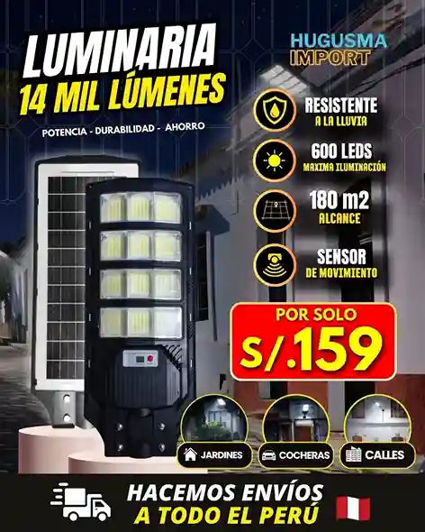 Pastoral Solar con Sensor de Movimiento de 14 000 Lúmenes