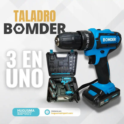 Taladro Bomder 3 en 1 Atornillador, Perforador y Percutor + 29 Accesorios