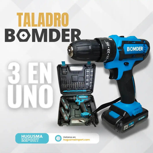 Taladro Bomder 3 en 1 Atornillador, Perforador y Percutor + 29 Accesorios