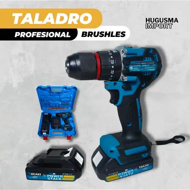 Taladro Profesional Brushles con 2 Baterías de 48V + 24 Accesorios