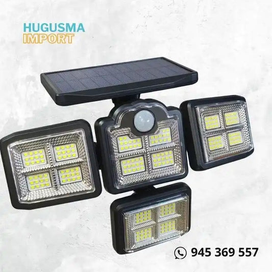 Lampara Solar de 4 Focos con Sensor de Movimiento