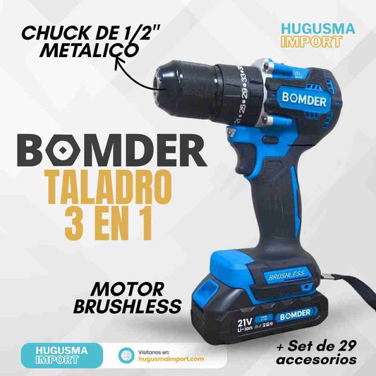 Taladro Bomder Motor Brushless + 29 accesorios